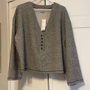 Urban Outfitters Heathered Grey Henley Button Pullover